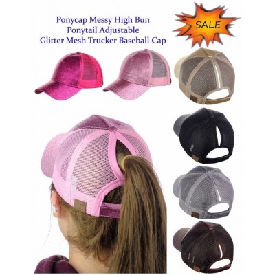 New Ponycap Messy High Bun Ponytail Adjustable Glitter Mesh Baseball Cap Hat  eb-57782497